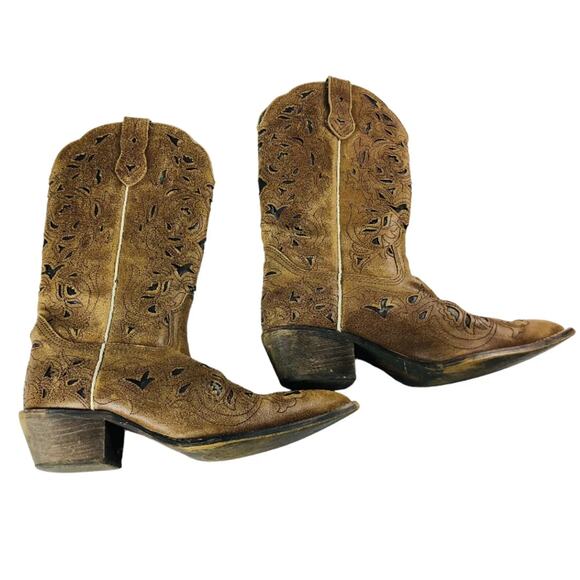 Laredo Mid Calf Womens Cowgirl Western Pointed Upper Balance Leather Boots 6M - Picture 1 of 15